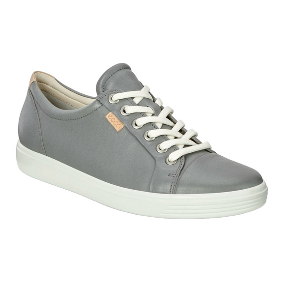Ecco Shoes - Ecco Gray and White Soft Leather Sneakers Minimalist Design
